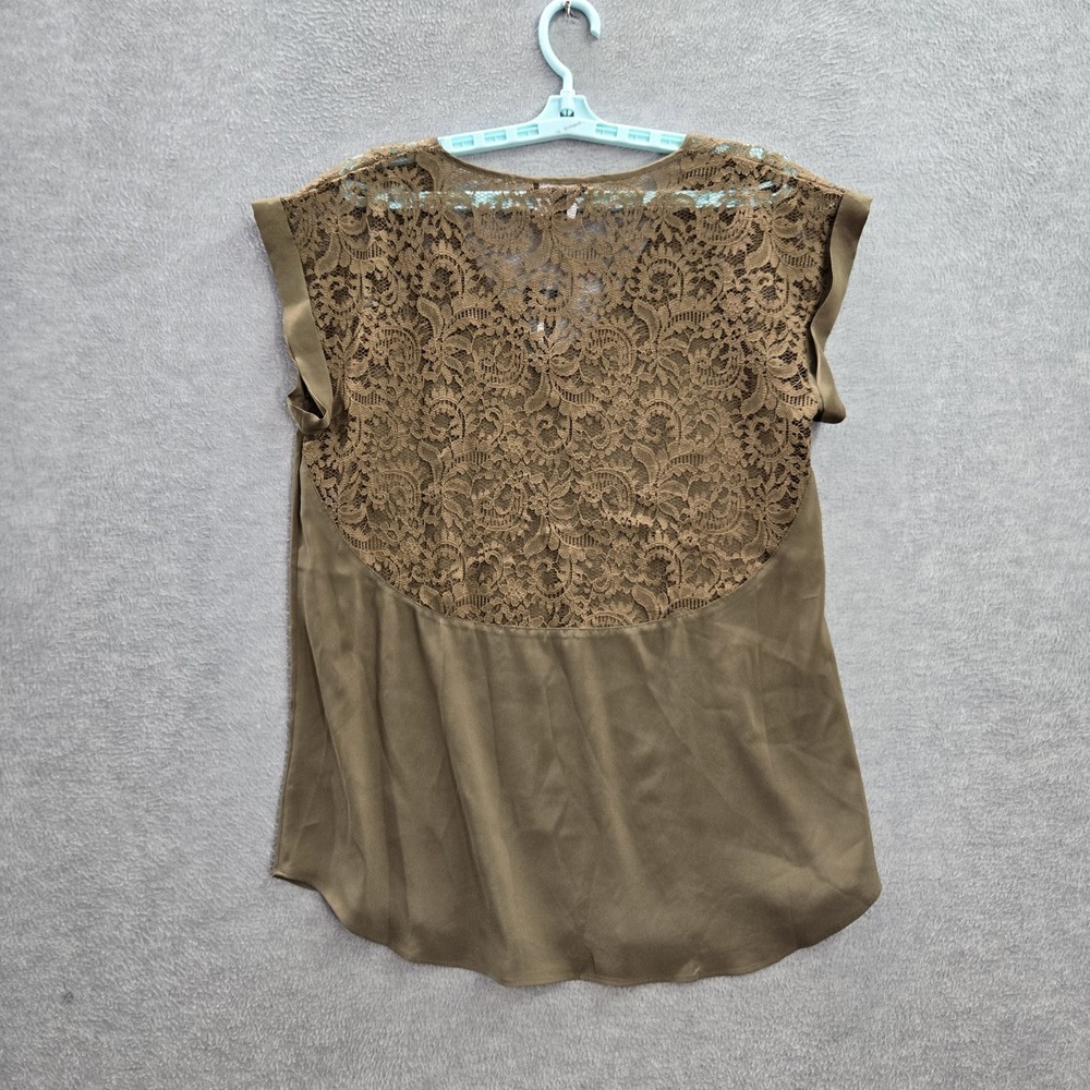 Express Women Blouse‎ L/G Brown Nylon Polyester Floral Lace V-Neck Pullover NWT